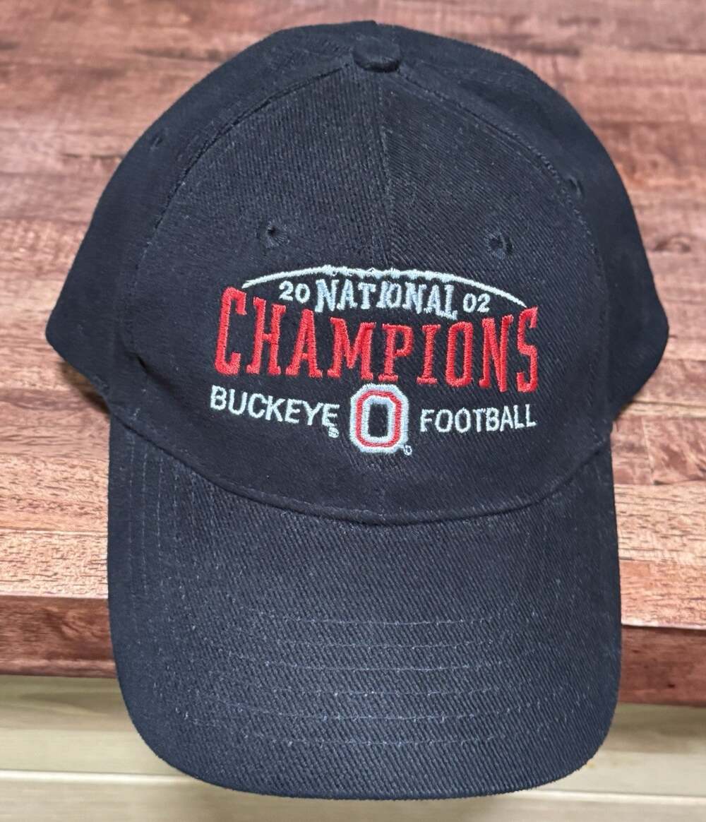 Vintage Ohio Buckeyes Hat Black Adjustable National Champions 2002 Football NCAA